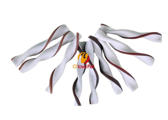 Rawhide spiral twist with different meats
